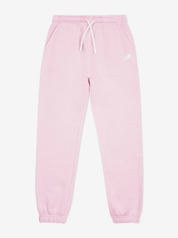 New Balance Girls Brush Back Small Logo Joggers in Pink