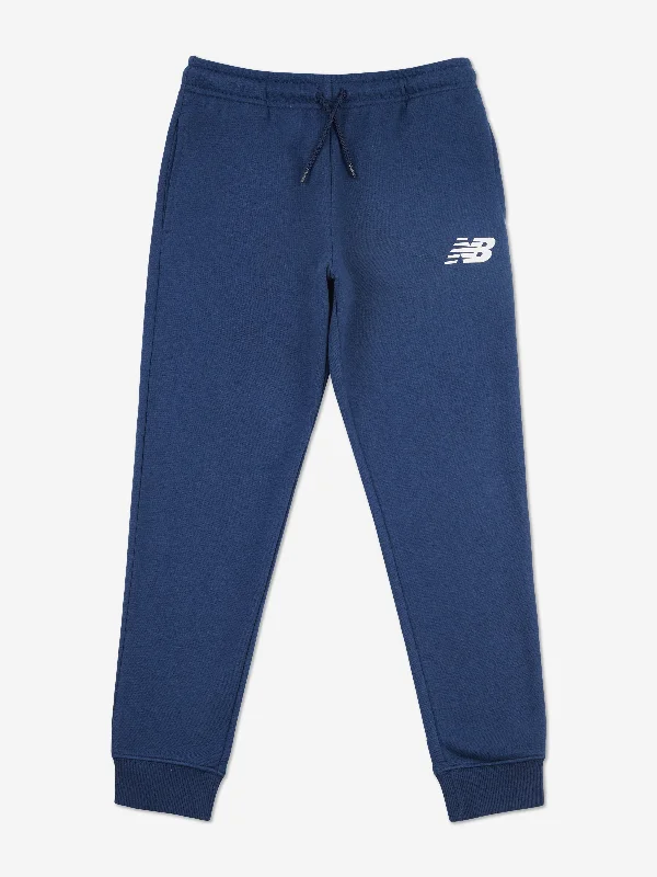 New Balance Boys Brush Back Stacked Logo Joggers in Navy