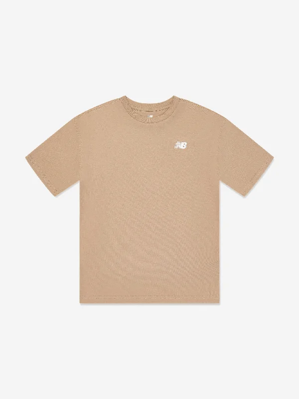 New Balance Boys Jersey Small Logo T-Shirt in Beige