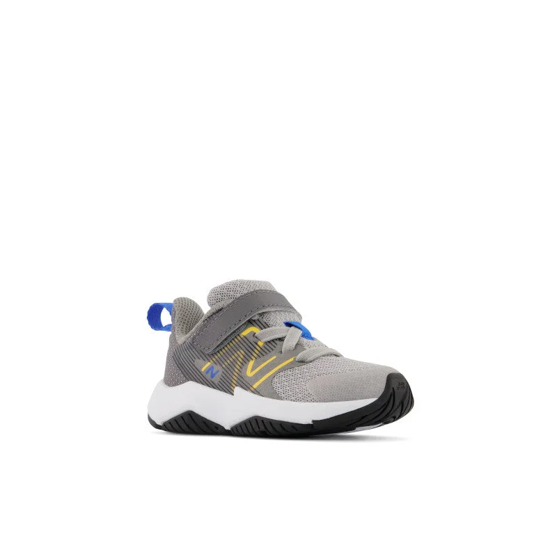 Rave Run v2 Bungee Lace with Top Strap - Grey with Blue and Gold - Kids