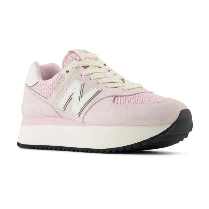 Womens New Balance 574+ in Mid Century Pink/Pink Granite/Linen